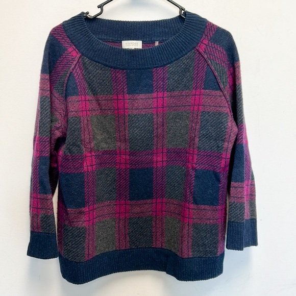 Kinross plaid cashmere sweater
